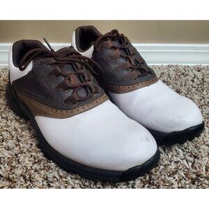 Footjoy Brown & White Flexzone Golf Shoes, Size 9M, 45402